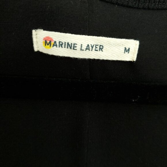 Marine Layer Lexi Black Rib Knit Stretch Short Sleeve Midi Dress M Black - Picture 5 of 16